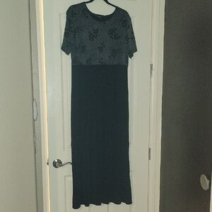 Teddi Black and Gray Floral Maxi Dress